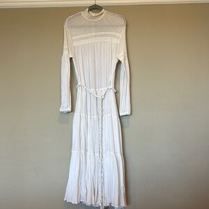 ALC White Long Sleeve Pleated Dress